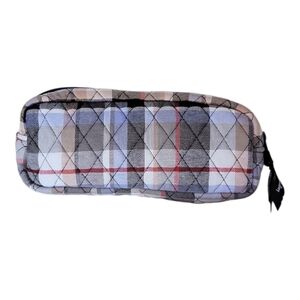 Vera Bradley Perectly Plaid Quiled Zip Top Travel Pouch Cosmetic Bag Rectangle